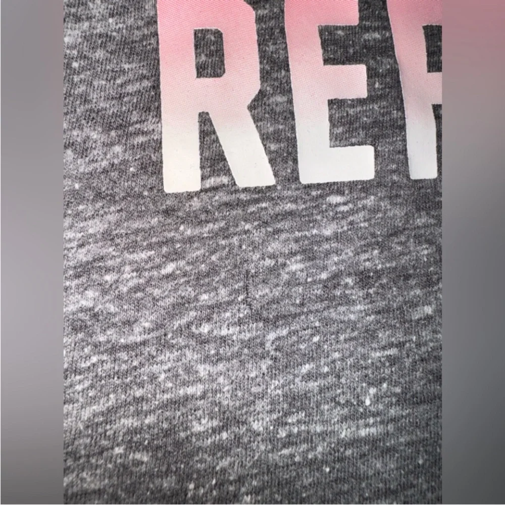 Old Navy Gray and Pink Graphic Racerback Activewear Tank Top Athletic Activewear